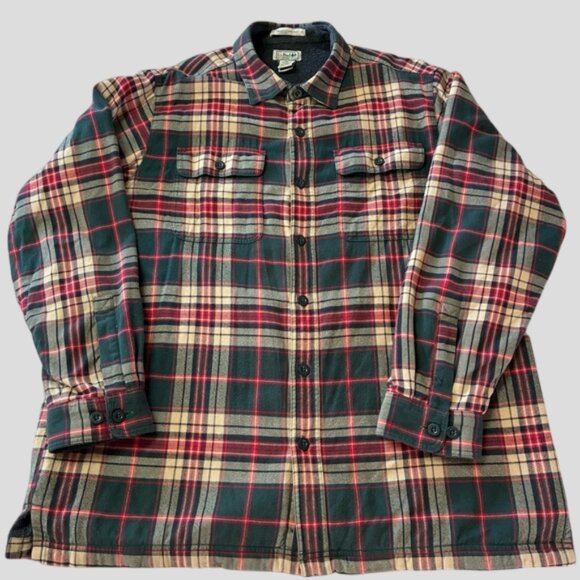 L.L. Bean Men's Plaid Sherpa Fleece Lined Flannel Shirt Jacket - Picture 3 of 12